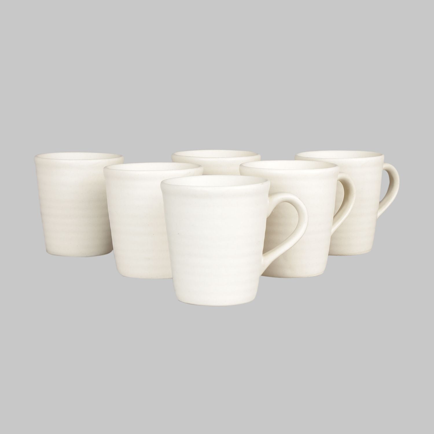 Eco friendly handmade ceramic cream ribbed mugs for coffee chai, best