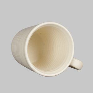 Eco friendly handmade ceramic cream ribbed mugs for coffee chai, best drinkware -set of 4 online money can buy - Image 4
