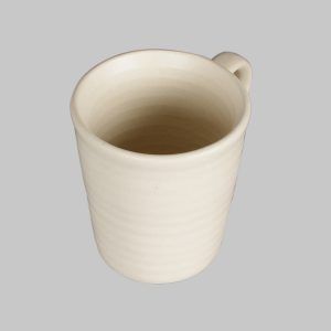 Eco friendly handmade ceramic cream ribbed mugs for coffee chai, best drinkware -set of 4 online money can buy - Image 5