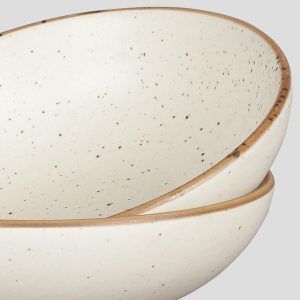Decorative soup bowl in cream ribbed matte finish 8" cream flat serving bowl -set of 2 - Image 2