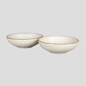 Decorative soup bowl in cream ribbed matte finish 8" cream flat serving bowl -set of 2 - Image 4