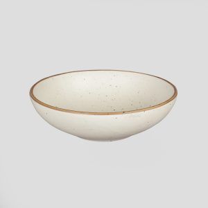 Decorative soup bowl in cream ribbed matte finish 8" cream flat serving bowl -set of 2 - Image 5