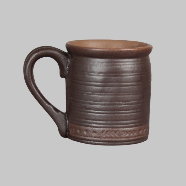 Dark brown paw mugs for chai and coffee  set of 2  matte finished - Image 2