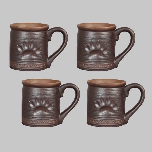 Dark brown paw mugs for chai and coffee  set of 2  matte finished - Image 3