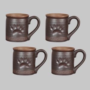 Matte finished ceramic  dark brown funky designer paw mugs ? Set of 4 - Image 3