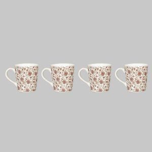 White-brown patterned decorative ceramic mugs for sale in  - eco friendly drinkware -set of 4 - Image 2