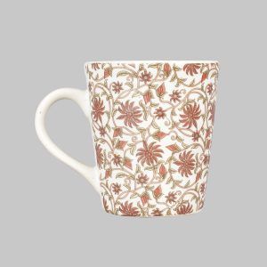 White-brown patterned decorative ceramic mugs for sale in  - eco friendly drinkware -set of 4 - Image 4