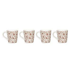 White-brown patterned decorative ceramic mugs for sale in  - eco friendly drinkware -set of 4 - Image 5