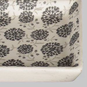 White-grey patterned square matte finish 4"x4" ceramic platter set for sale online - Image 4