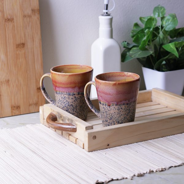 Ceramic Classic Coffee Mugs- Multi Colored Mugs-Set of 2