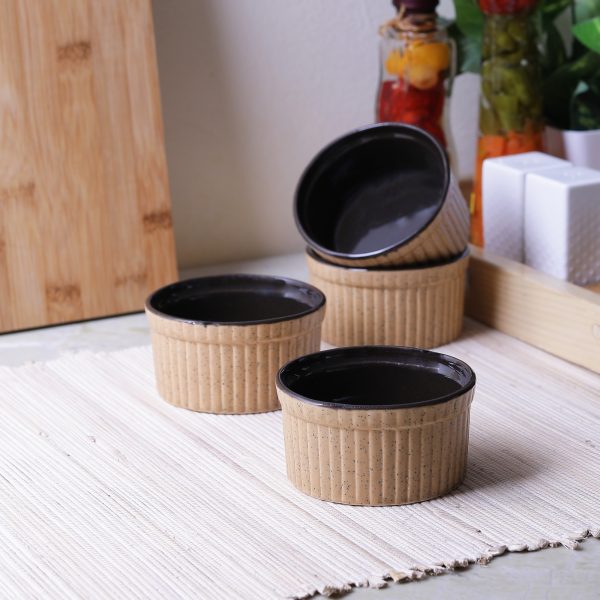 Brilliant Ramekin Dessert Bowls In Elegant Colors- Black And Brown- Set of 4