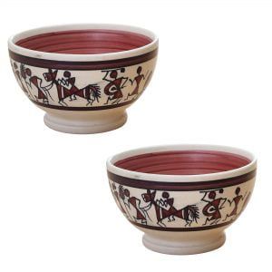 D?cor Red Indian Art  Serving Bowl -Pink - Image 4