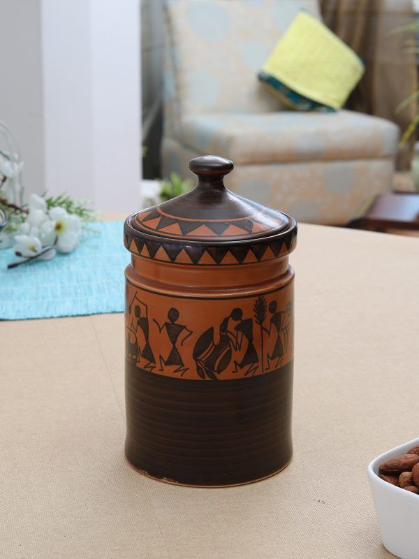 Handpainted Worli Art Storage jar-Small