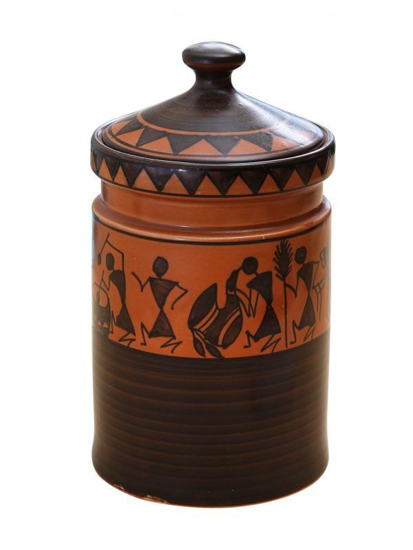 Handpainted Worli Art Storage jar-Small - Image 2