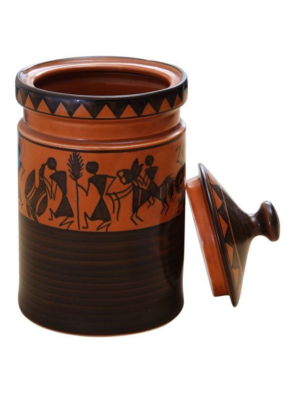 Handpainted Worli Art Storage jar-Small - Image 4