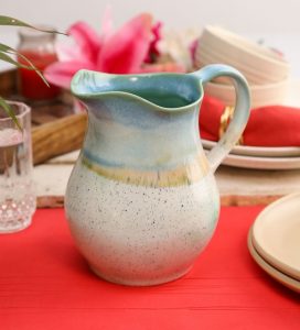 Ceramic Aqua Water Jug: Clear Blue And White Color