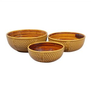 Ergonomic Crafted Nestled Serving Bowls (3 Sizes) : Subtle Brown Color - Image 2
