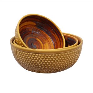 Ergonomic Crafted Nestled Serving Bowls (3 Sizes) : Subtle Brown Color - Image 3