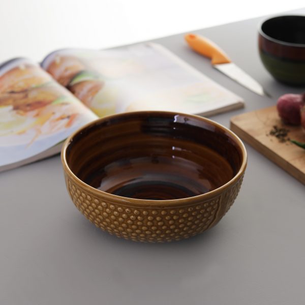 Ergonomic Crafted Serving Bowls : Subtle Brown Color