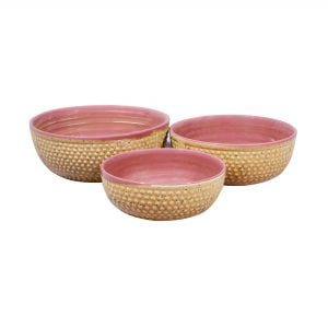 Ergonomic Crafted Nestled Serving Bowls (3 Sizes): Brown And Burgandy - Image 2
