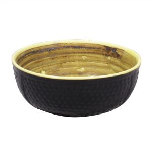 Ergonomic Crafted Serving Bowl: Solid Black & Mustard - Image 3