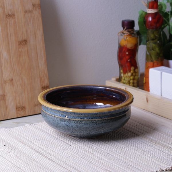 Ceramic Elegant Solid 7.5" Serving Bowl: Shale Color