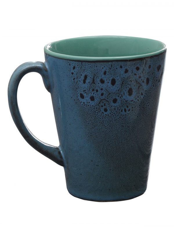 Handcrafted Studio Pottery Mugs-Teal Blue (Set of 4)(L:4.7in, W: 3.4in, H: 4.3in) - Image 2