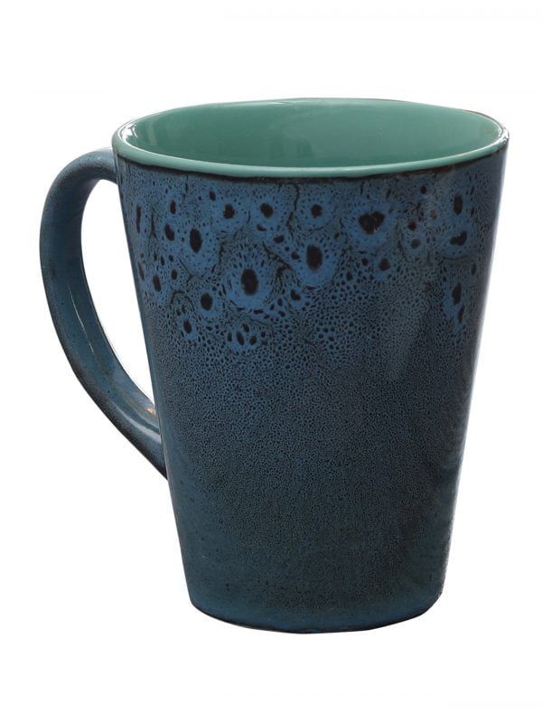 Handcrafted Studio Pottery Mugs-Teal Blue (Set of 4)(L:4.7in, W: 3.4in, H: 4.3in) - Image 3