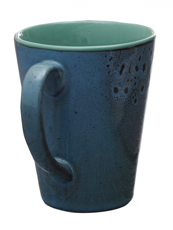 Handcrafted Studio Pottery Mugs-Teal Blue (Set of 4)(L:4.7in, W: 3.4in, H: 4.3in) - Image 4