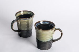 Handcrafted Studio Pottery Mugs-Grey & Black (Set of 2) - Image 3