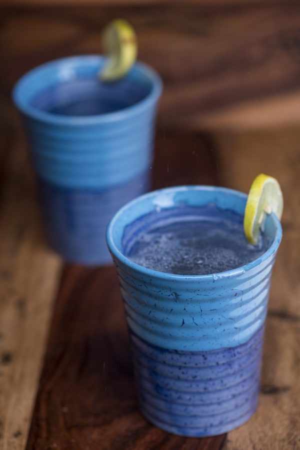 Handcrafted Studio Pottery Tumblers-Blue(Set of 2)(L:3.4in, W:3.4in, H:4.2in)