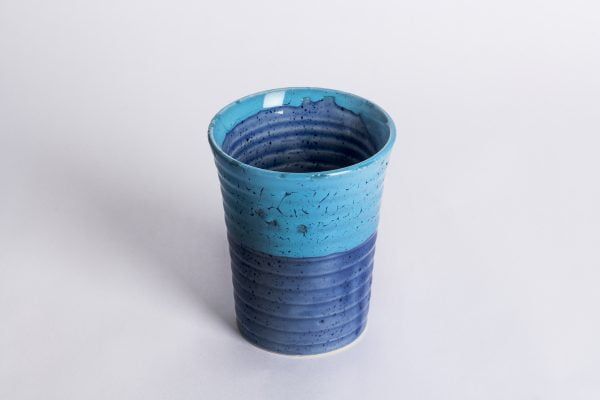 Handcrafted Studio Pottery Tumblers-Blue(Set of 2)(L:3.4in, W:3.4in, H:4.2in) - Image 2