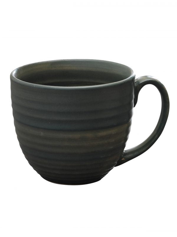 Studio Pottery Ceramic Glazed Coffee Mugs Cum Serving Tea Cups Set, 320ml, Set of 4, Green - Image 2