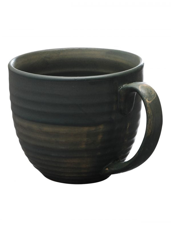 Studio Pottery Ceramic Glazed Coffee Mugs Cum Serving Tea Cups Set, 320ml, Set of 4, Green - Image 3