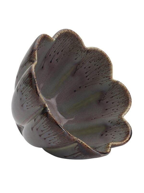 Studio Pottery Flower Bowl-Brown - Image 2