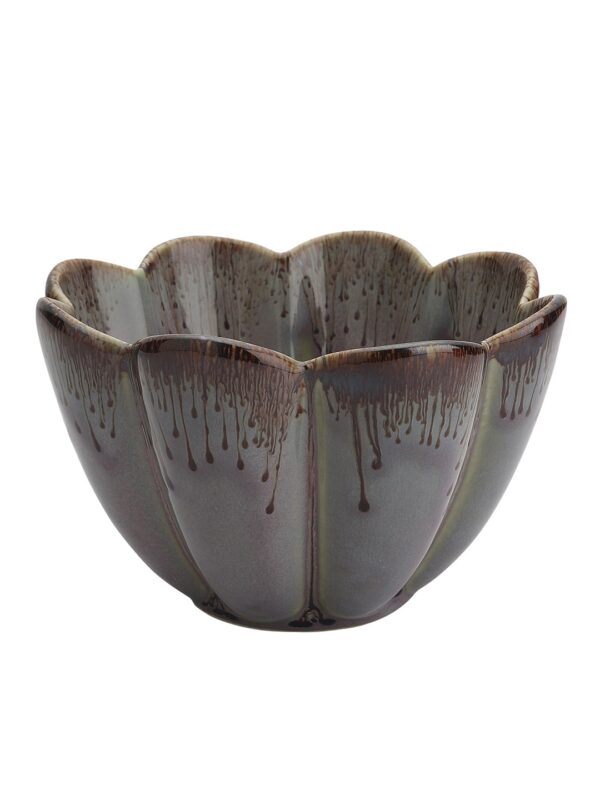 Studio Pottery Flower Bowl-Brown - Image 3