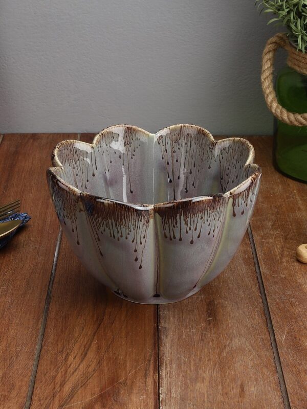 Studio Pottery Flower Bowl-Brown