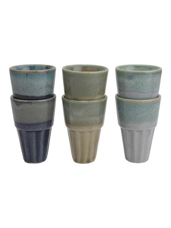 Prismatic  Studio Pottery Cutting Chai Glasses- Set of 6 - Image 3