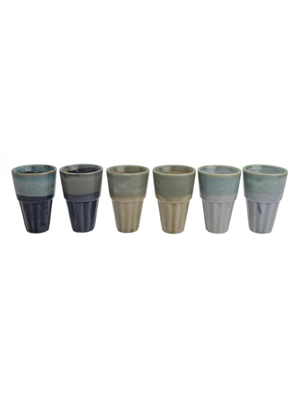 Prismatic  Studio Pottery Cutting Chai Glasses- Set of 6 - Image 4