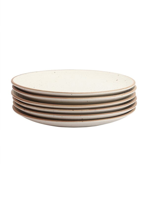 Handcrafted Ribbed Cream 10" Ceramic Dinner Plates -6 Piece Set - Image 4