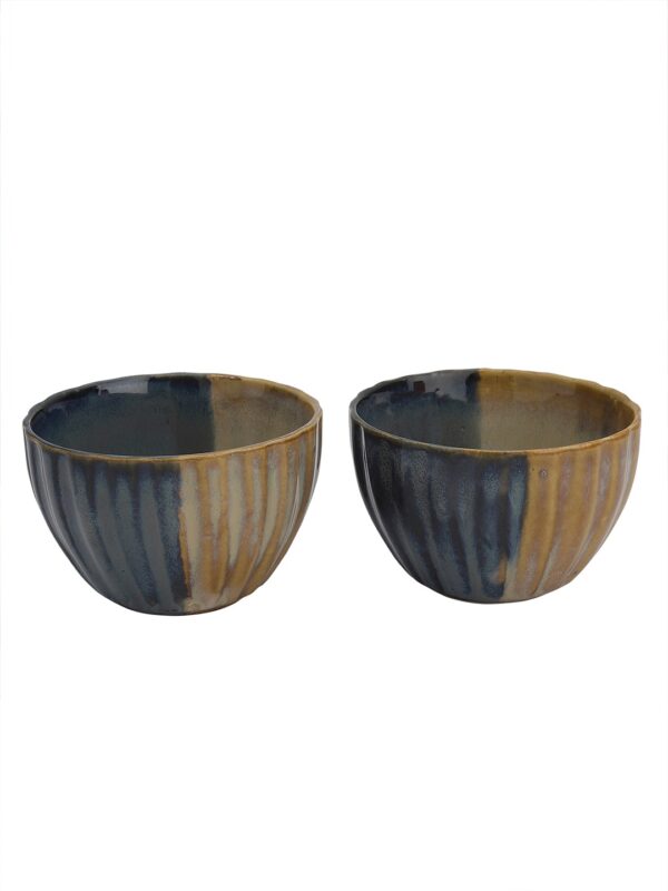 Studio Pottery Blue & Brown Snack Bowl- Set of 2 - Image 4