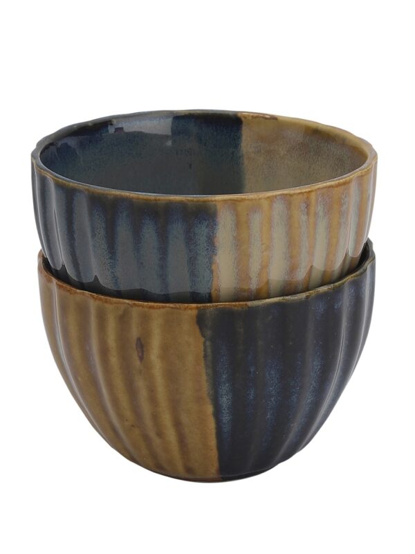 Studio Pottery Blue & Brown Snack Bowl- Set of 2 - Image 2