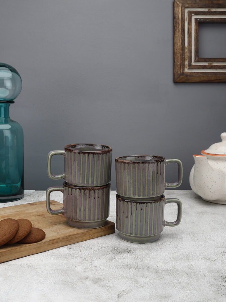 Handcrafted Ceramic Coffee Mugs Cum Serving Chai Tea Cups(Set of 4)- Vidhumra Collection