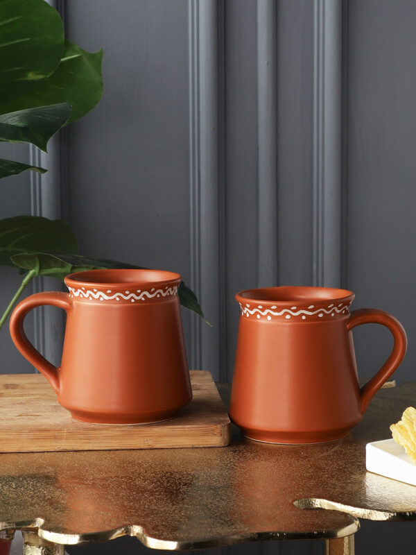 Studio Pottery Milk Mug - Eco Friendly Drinkware -Set Of 2(Brown) by MIAH Decor