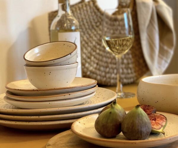 MIAH Decor Handcrafted Stoneware Dinner Set-Pack of 12-[4 Dinner Plates; 4 Quarter/Side Plates/ 4 Dinner Bowls/ ]|Cream with Brown Rim|Matte Finish|Ceramic|Microwave, Oven, Freez - Image 7
