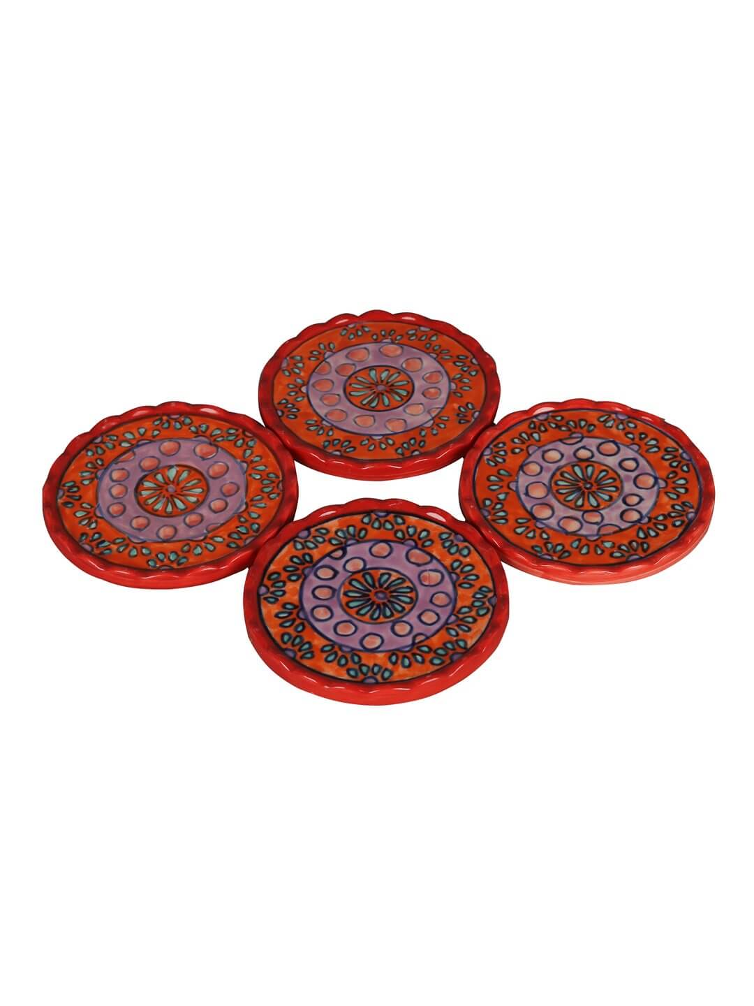 Hand Painted Stoneware Coasters Set of 4 – Multi-Color – MIAH Decor – Handcrafted Table Accessories – Made in India - Image 2