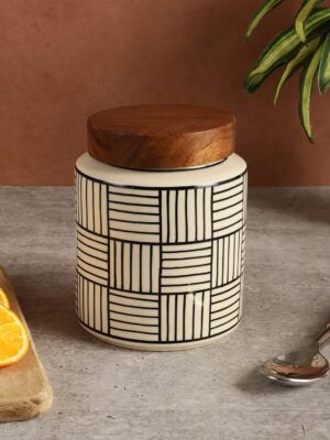 Handpainted Ceramic Storage Jar – 780ml | Airtight Jar for Tea, Coffee, Sugar – Pack of 1