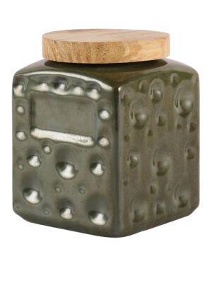 Green Ceramic Jar – 800ml | Airtight Food Canister with Wooden Lid – Kitchen Jar - Image 4