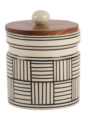 Premium Handpainted Ceramic Jar – Airtight with Wooden Lid | Microwave & Dishwasher Safe - Image 2