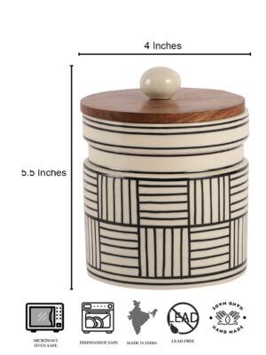 Premium Handpainted Ceramic Jar – Airtight with Wooden Lid | Microwave & Dishwasher Safe - Image 4